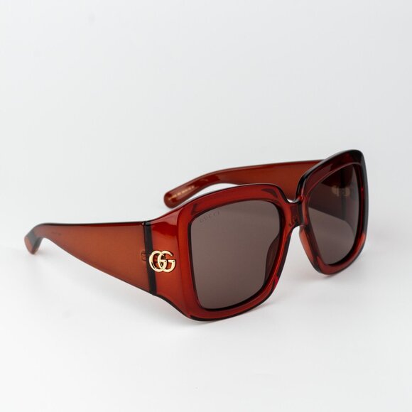 Gucci Women Sunglasses Transparent Burgundy Square GG1402S 003 NEW AUTHENTIC - Picture 7 of 13